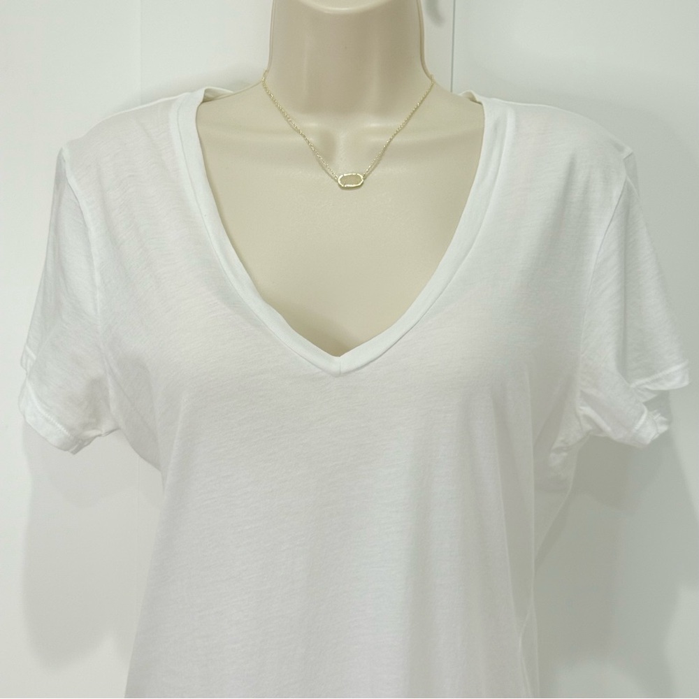 Nili Lotan White V-Neck Short Sleeve Tee - Picture 7 of 11